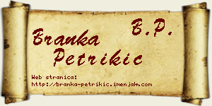 Branka Petrikić vizit kartica